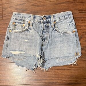Levi's Light Blue Distressed Jean Shorts